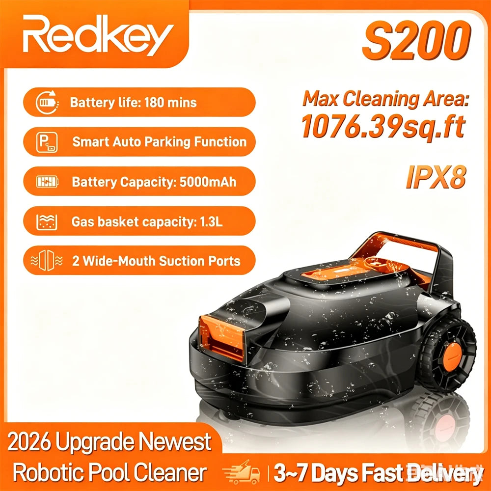 Robot Piscine Sans Fil Autonomie 180 min - Redkey S200