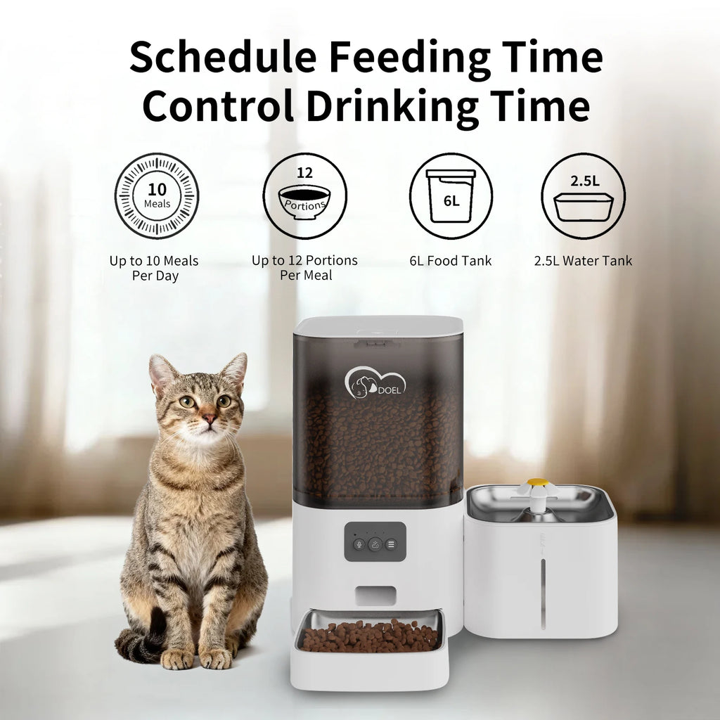 Distributeur de Croquettes 6 L avec Fontaine 2,5 L et Application - DOEL – vue 3