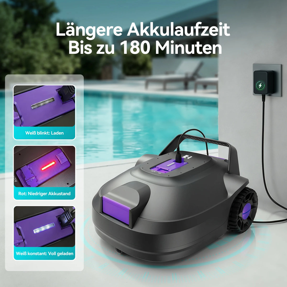 Robot Nettoyeur de Piscine Sans Fil Longue Autonomie - Redkey S2 – vue 8
