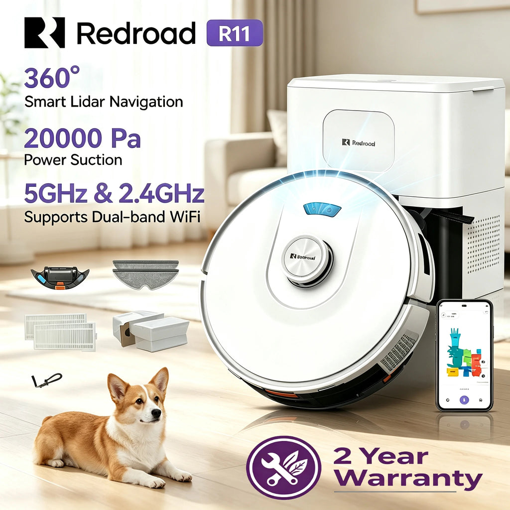 Robot Aspirateur LiDAR 20 000 Pa pour Poils d'Animaux