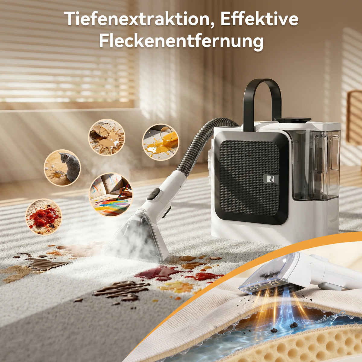 Nettoyeur de Tapis et Canapés à Vapeur 1800 W - Redroad F1 – vue 3