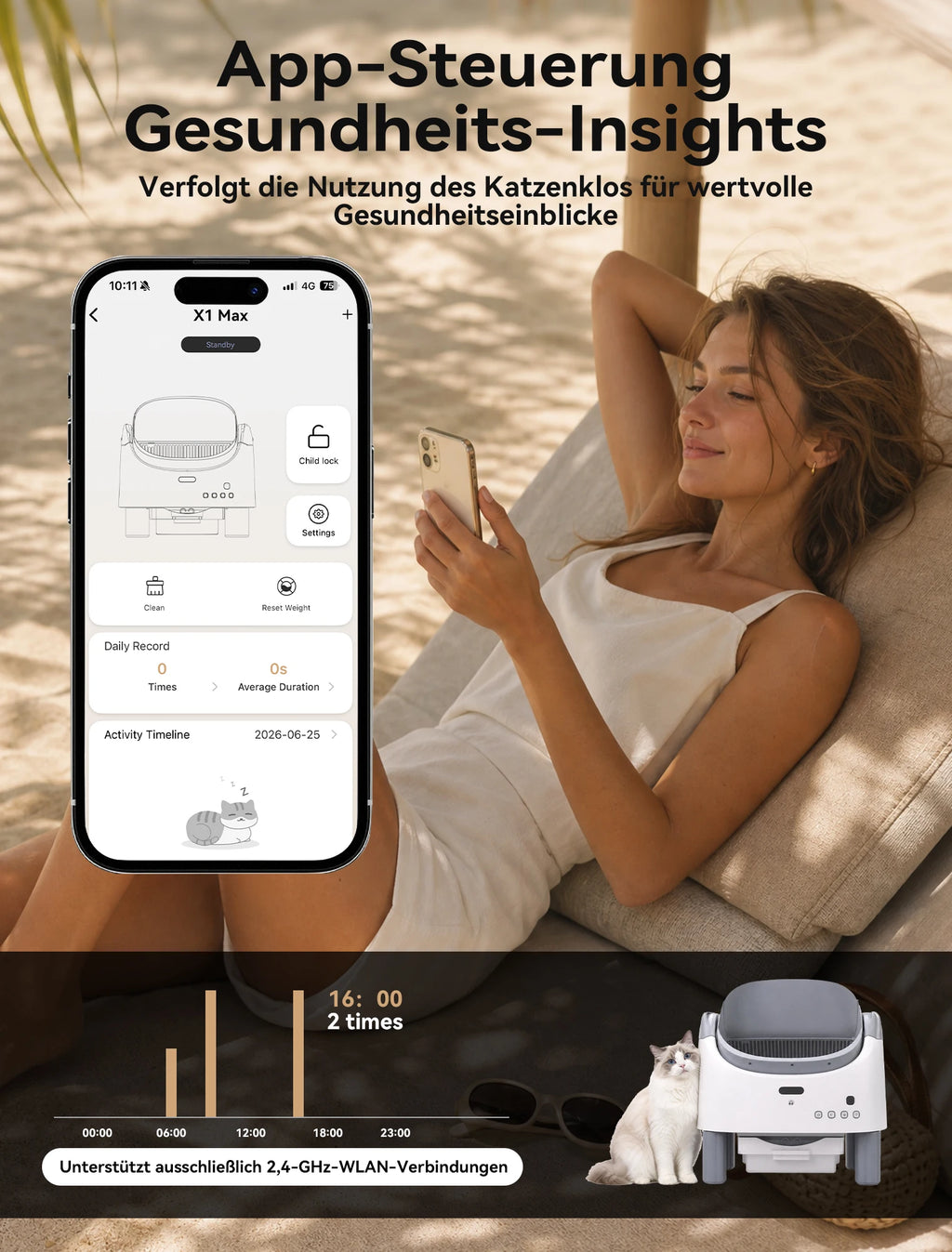 Litière Automatique Ouverte XXL 95 L pour Plusieurs Chats - Amicura X1 Max – vue 5