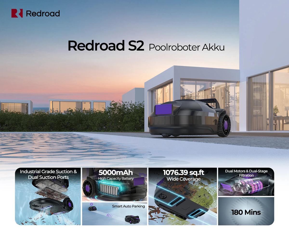 Robot Nettoyeur de Piscine Sans Fil Longue Autonomie - Redkey S2 – vue 5