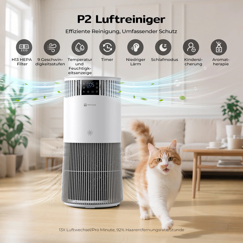 Purificateur d'Air HEPA 120 m² Silencieux - Amicura P2 – vue 3