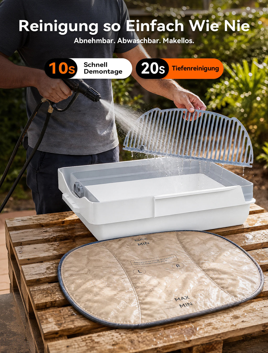 Litière Automatique Ouverte XXL 95 L pour Plusieurs Chats - Amicura X1 Max – vue 7