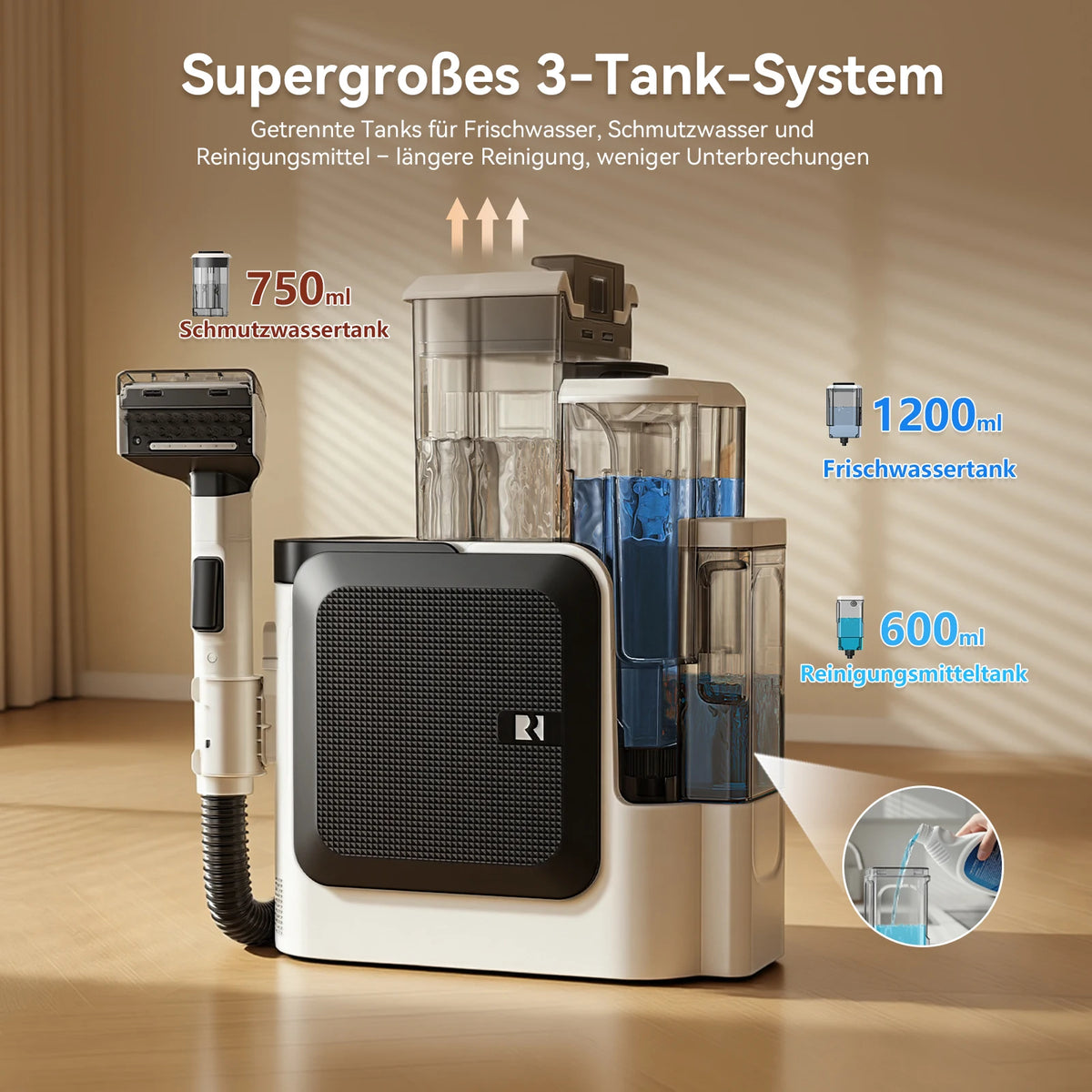 Nettoyeur de Tapis et Canapés à Vapeur 1800 W - Redroad F1 – vue 7