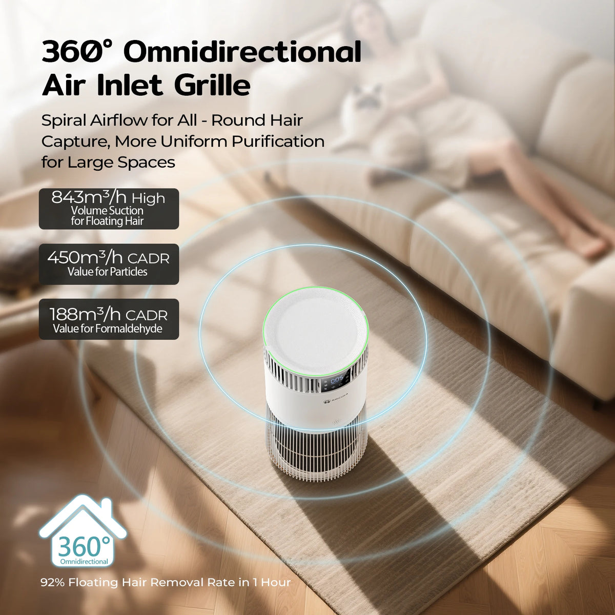 Purificateur d'Air Spécial Animaux 120 m² Filtre HEPA H13 – vue 8