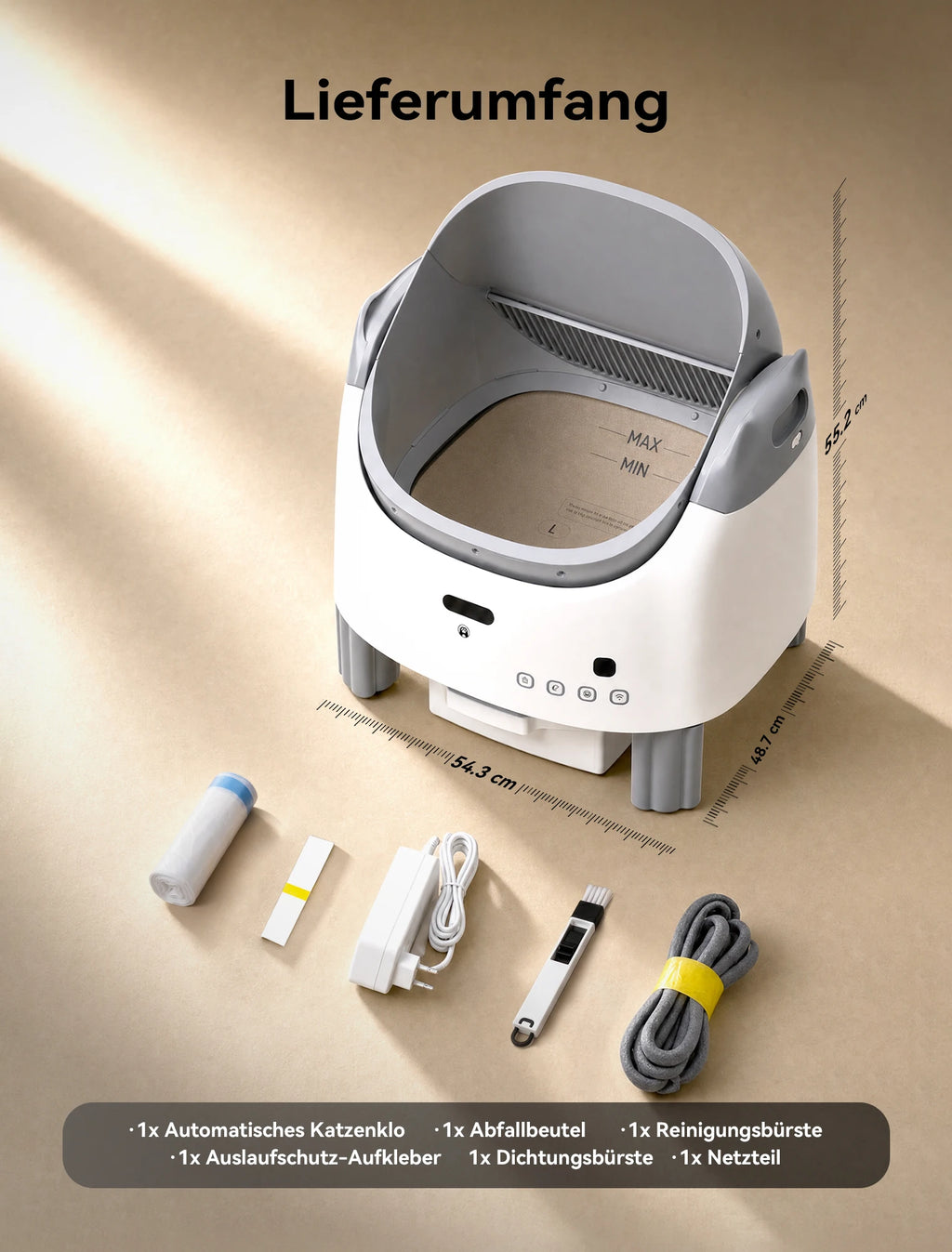 Litière Automatique Ouverte XXL 95 L pour Plusieurs Chats - Amicura X1 Max – vue 8