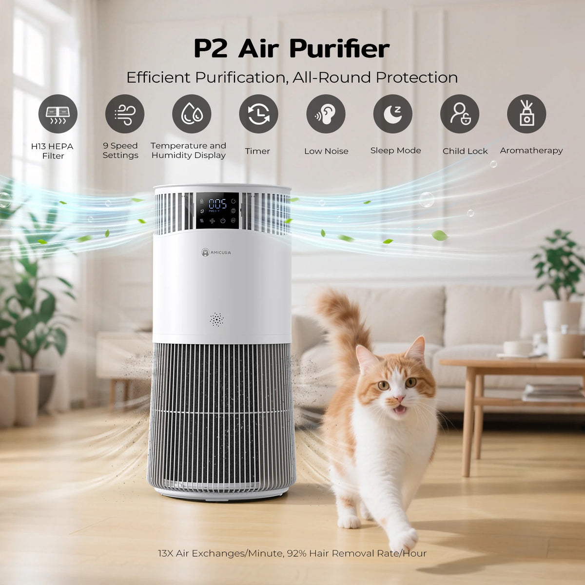 Purificateur d'Air Spécial Animaux 120 m² Filtre HEPA H13 – vue 3