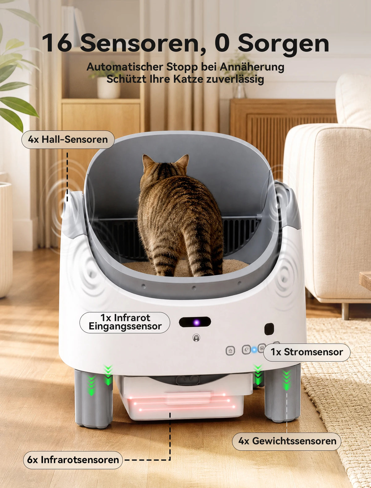 Litière Automatique Ouverte XXL 95 L pour Plusieurs Chats - Amicura X1 Max – vue 6