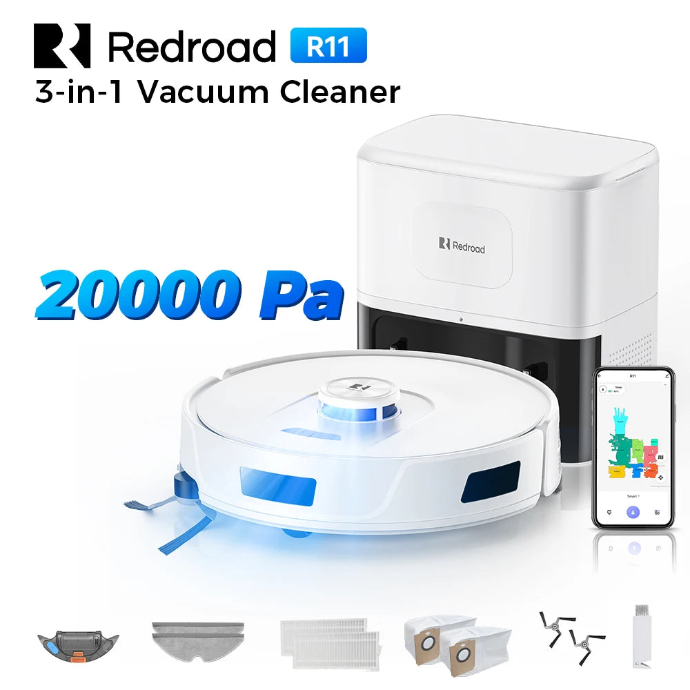 Robot Aspirateur Laveur LiDAR 20 000 Pa avec Vidage Automatique - Redroad R11