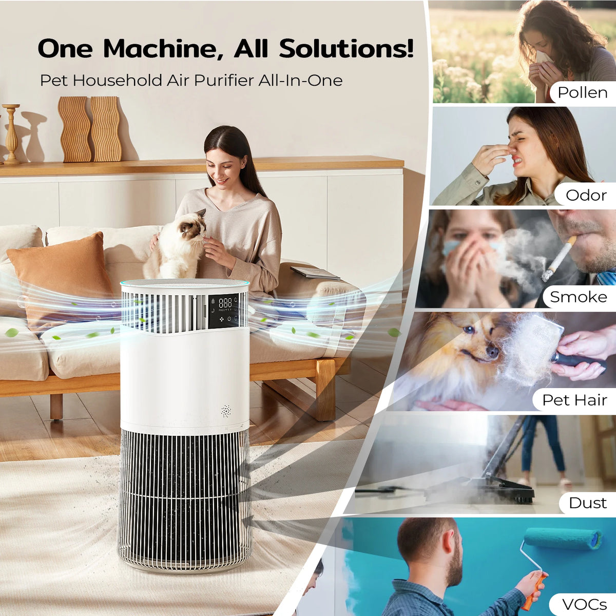Purificateur d'Air Spécial Animaux 120 m² Filtre HEPA H13 – vue 2