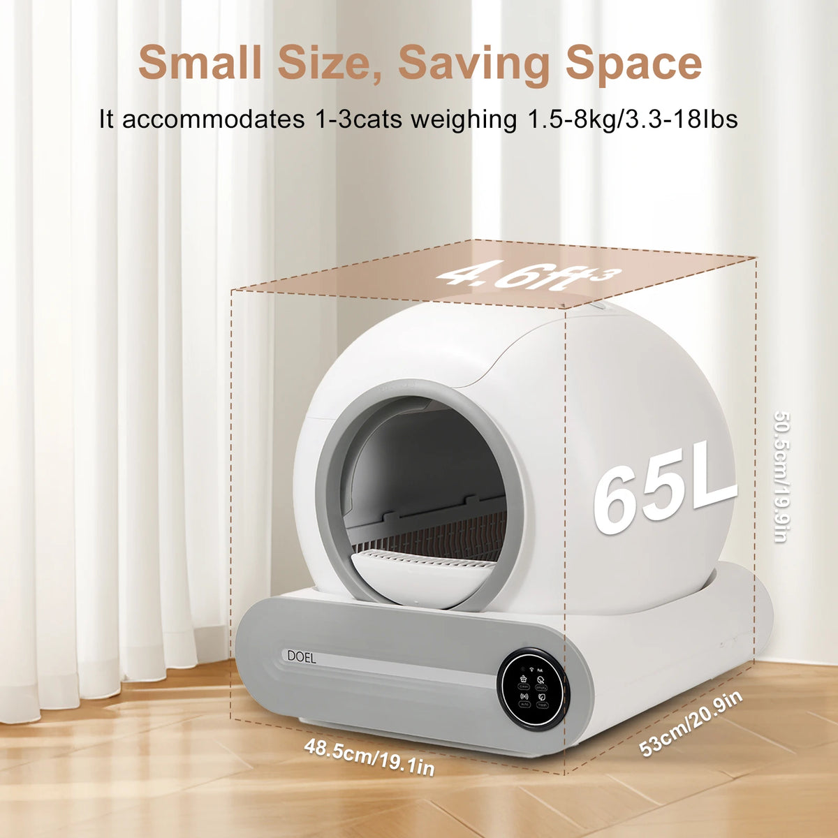 Litière Automatique Autonettoyante 65 L avec Application - DOEL – vue 4