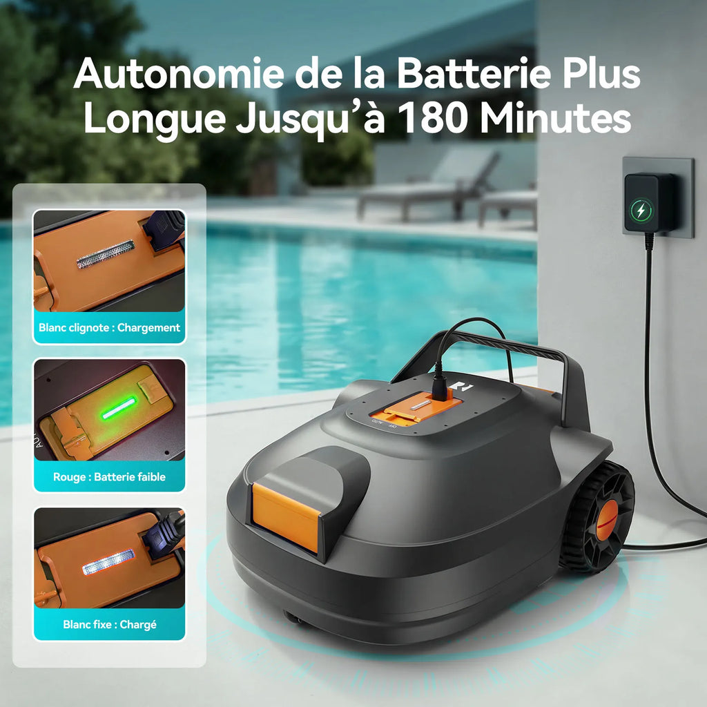 Robot Piscine Sans Fil Autonomie 180 min - Redkey S200 – vue 3