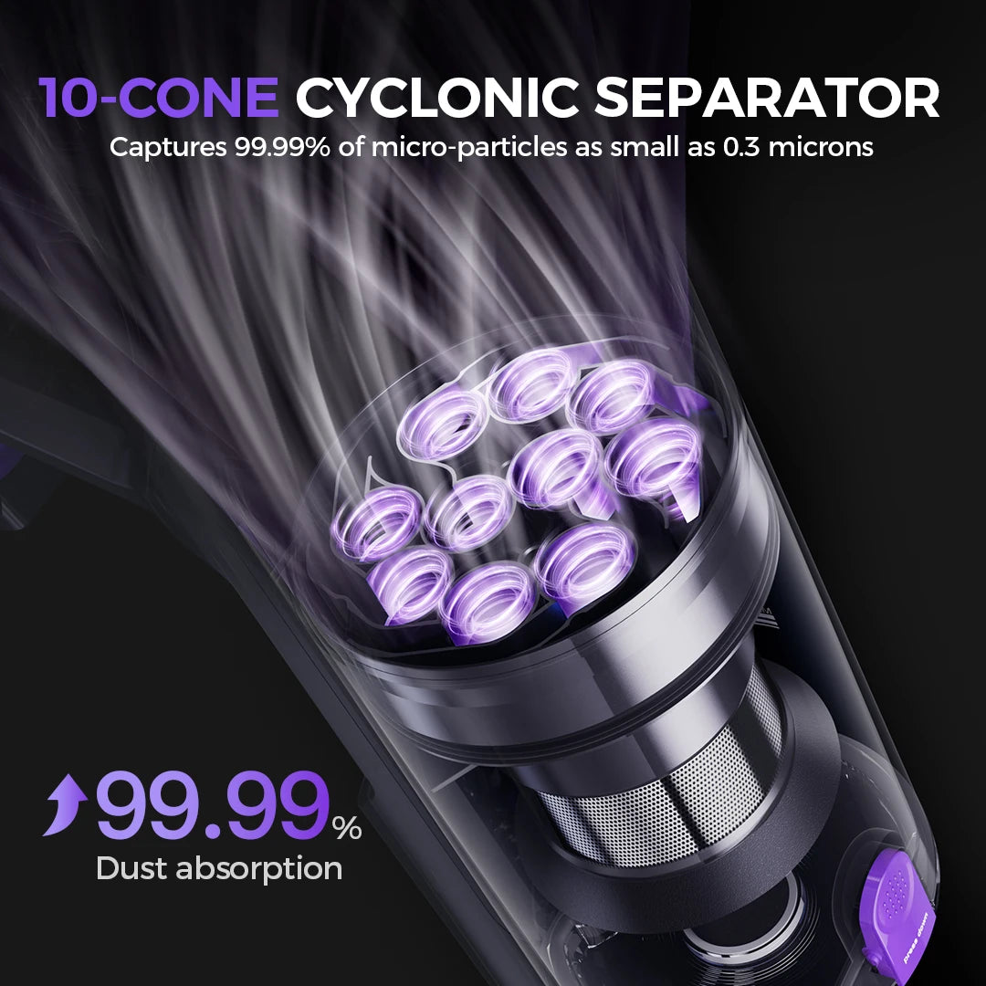 Aspirateur Balai Sans Fil 55 000 Pa Filtration HEPA - Redkey P9 Pro – vue 6