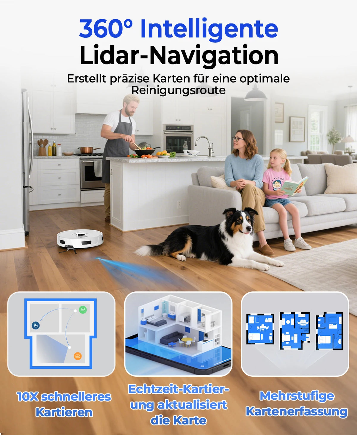 Robot Aspirateur LiDAR 20 000 Pa pour Poils d'Animaux – vue 4