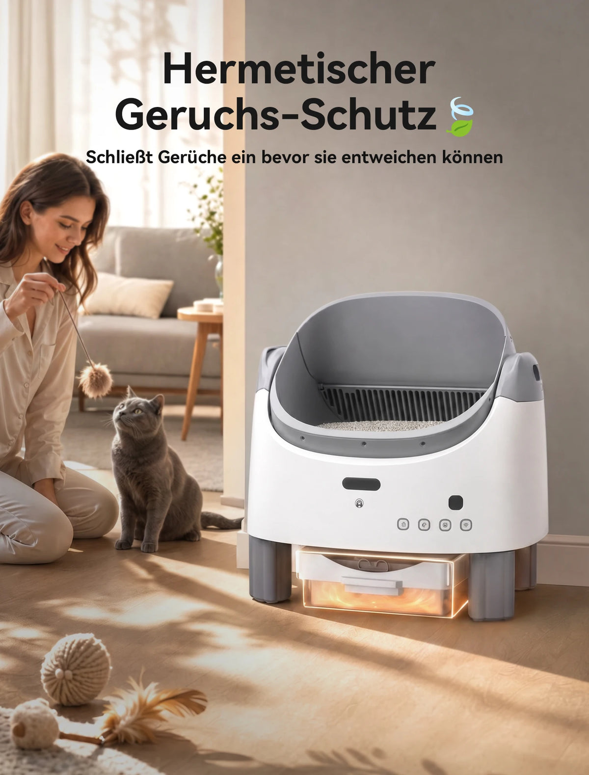 Litière Automatique Ouverte XXL 95 L pour Plusieurs Chats - Amicura X1 Max – vue 3